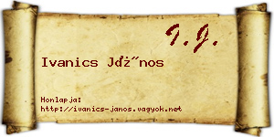 Ivanics János névjegykártya