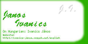 janos ivanics business card